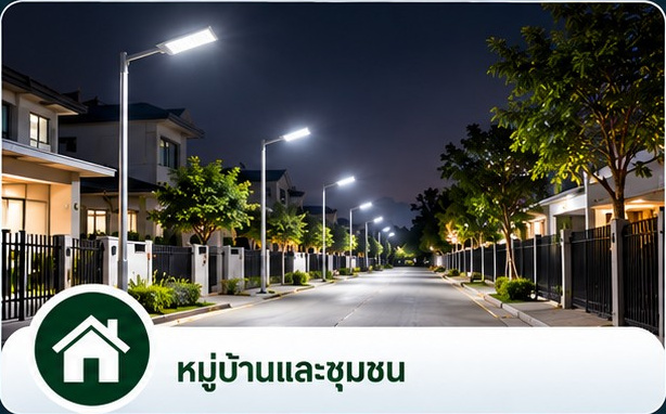 การติดตั้งโคมไฟถนนโซล่าร์เซลล์ในหมู่บ้านและชุมชน
