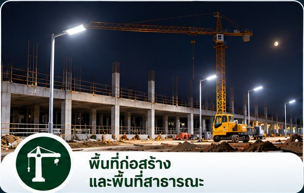 การติดตั้งโคมไฟโซล่าร์เซลล์ในพื้นที่ก่อสร้างและพื้นที่สาธารณะ